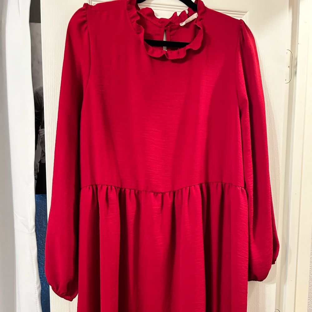 Crimson Babydoll Dress-keyhole back